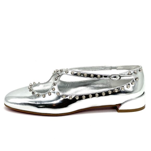 Christian Louboutin PILOUTA JANE SPIKES FLAT Criss Cross Ballerina Shoes - Picture 7 of 16